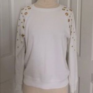 Michael Kors white sweatshirt gold grommets